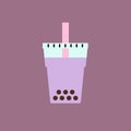 Bubble tea icon. Boba tea with tapioca pearls. Asian Taiwanese drink.