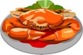 Grilled Crab White Dish Food Vector