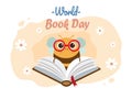 Conceptual illustration for world book day. Very smart bee reading book Royalty Free Stock Photo