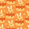 seamless pattern cartoon bunny and cute dessert Royalty Free Stock Photo