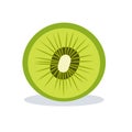 Slice of kiwi fruit vector illustration, flat icon design, isolated on white background Royalty Free Stock Photo