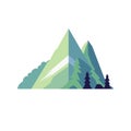 Mountain landscape vector illustration design element, camping or outdoor icon, climbing or hiking concept