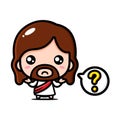cute jesus poses question mark Royalty Free Stock Photo