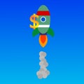 rocket in space. dollar rate up. money. illustration. Royalty Free Stock Photo
