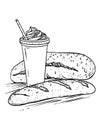 Fast Food and Drink Coloring Page Royalty Free Stock Photo