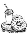 Fast Food and Drink Coloring Page Royalty Free Stock Photo