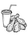 Fast Food and Drink Coloring Page Royalty Free Stock Photo
