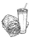 Fast Food and Drink Coloring Page Royalty Free Stock Photo
