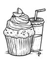 Fast Food and Drink Coloring Page Royalty Free Stock Photo