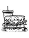 Fast Food and Drink Coloring Page Royalty Free Stock Photo