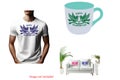 T-shirt, mug and pillow cover design template.