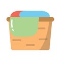 Dirty laundry basket icon vector illustration, laundry basket with dirty clothes in flat design style Royalty Free Stock Photo