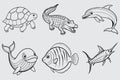 Print Aquatic Animals Vector Illustration: Dive into Creativity with Stunning Graphics!