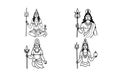 God shiva, festival mythology, god indian hindu lord Malakal black contour illustrations