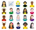 Dot-bit avatar icons set -women