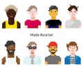 Male avatar dot picture - bit picture - foreigner - fashionable icon set simple vector illustration material