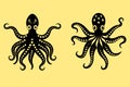 2 vector octopus illustration icons. Royalty Free Stock Photo