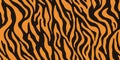 Tiger stripes pattern, animal skin, orange wave line background. Vector seamless texture Royalty Free Stock Photo