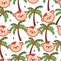 seamless pattern cartoon monkey and coconut tree Royalty Free Stock Photo