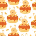 seamless pattern cartoon bunny and cute dessert Royalty Free Stock Photo