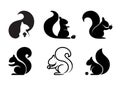 black squirrel logo vector collection design icon symbol