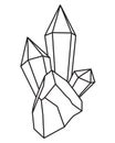 Crystals, druses with faceted stones - vector linear image for logo, pictogram or coloring. Royalty Free Stock Photo
