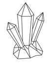Crystals, druses with minerals - vector linear picture for coloring. Royalty Free Stock Photo