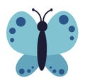 Blue butterfly. Creative element for children design. Flat Kid Vector illustration.