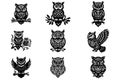 owl set vector illustration, eps 10 Royalty Free Stock Photo