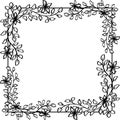 Frame decorated with flowers vector illustration in black and white. Royalty Free Stock Photo