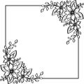 Frame decorated with flowers vector illustration in black and white. Royalty Free Stock Photo