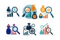 Banking Performance Economy Graph of Vector Illustration Set Royalty Free Stock Photo