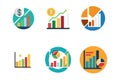 Finance Economy Graph of Illustration Set Vector Royalty Free Stock Photo