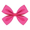 Pink ribbon bow decoration vector illustration, beautiful ribbon bow tied isolated on white background, decorative bowtie image Royalty Free Stock Photo
