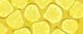 Composition of distorted lemons on yellow background. Summer concept, refreshing, fun and tasty. Royalty Free Stock Photo