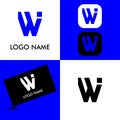 Simple letter w logo vector concept with blue color Royalty Free Stock Photo
