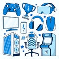 Gamer set gamer icon set game icon set flat game streamer elements collection Royalty Free Stock Photo