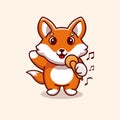 Vector cute fox singing cartoon design Royalty Free Stock Photo