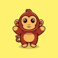 Vector cute monkey mascot illustration cartoon