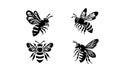 Bee Silhouette Vector Illustration EPS Royalty Free Stock Photo