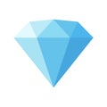 Diamond isolated on white background vector illustration. Flat vector design. Jewelry, gem, luxury and rich symbol. Blue diamond Royalty Free Stock Photo