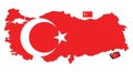 Turkiye Map and Flag Royalty Free Stock Photo