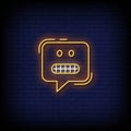 grimacing emoji symbol neon sign vector Royalty Free Stock Photo