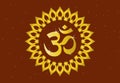 Om or ohm or rum, with mandala Royalty Free Stock Photo