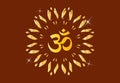 Om or ohm or rum, with mandala Royalty Free Stock Photo
