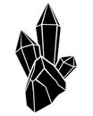 Crystals, druses with faceted stones - vector silhouette picture for logo, pictogram. Crystals, magic of stones Royalty Free Stock Photo