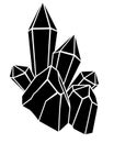Crystals, druses with faceted stones - vector silhouette picture for logo, pictogram. Crystals, magic of stones Royalty Free Stock Photo