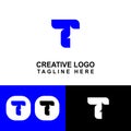 Letter T logo design with a blue theme Royalty Free Stock Photo