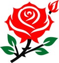Red rose icon vector illustration. Rose flower icon isolated on a white background. Royalty Free Stock Photo