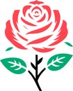 Red rose icon vector illustration. Rose flower icon isolated on a white background. Royalty Free Stock Photo